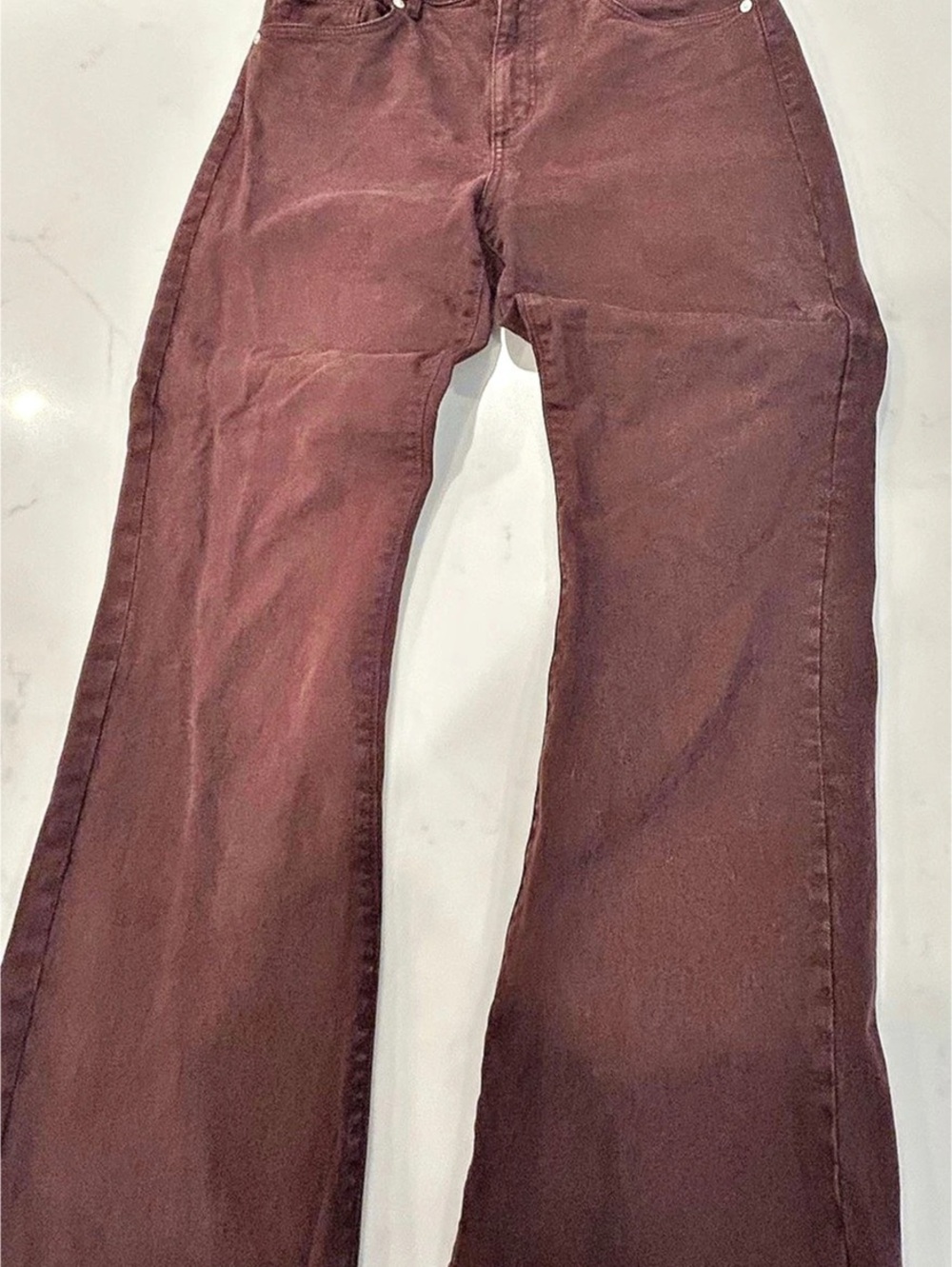 LOFT The Kick Crop Kick Crop Flare Jeans in Brown Waist 28
